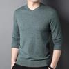 Hengyuanxiang Men's V-Neck Thick Wool Blend Pullover Sweater