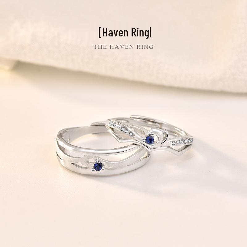 

Li Ming Safe Haven s925 Sterling Silver Couple Rings - Simple Japanese & Korean Style Valentine s Day Jewelry. Adjustable size