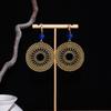 Retro Ethnic Style Round Hollow Pendant Earrings Women'S Simple Temperament Advanced Sense Earrings Atmospheric Fashion Ear Jewelry