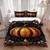 3pc Gothic Pumpkin Cover Set - 1 Quilt Cover + 2 Pillowcases, All Seasons Bedroom Setting, Perfect for Home042