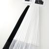 Women’s High Waist White Mesh Pleated A-Line Skirt with Lace Patchwork, Mid-Length, Summer 2025 Collection