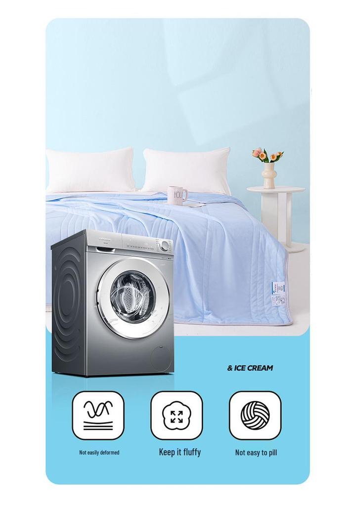 Ice Silk Summer Cooling Quilt: Machine Washable, Single/Double, Air Conditioning Comforter