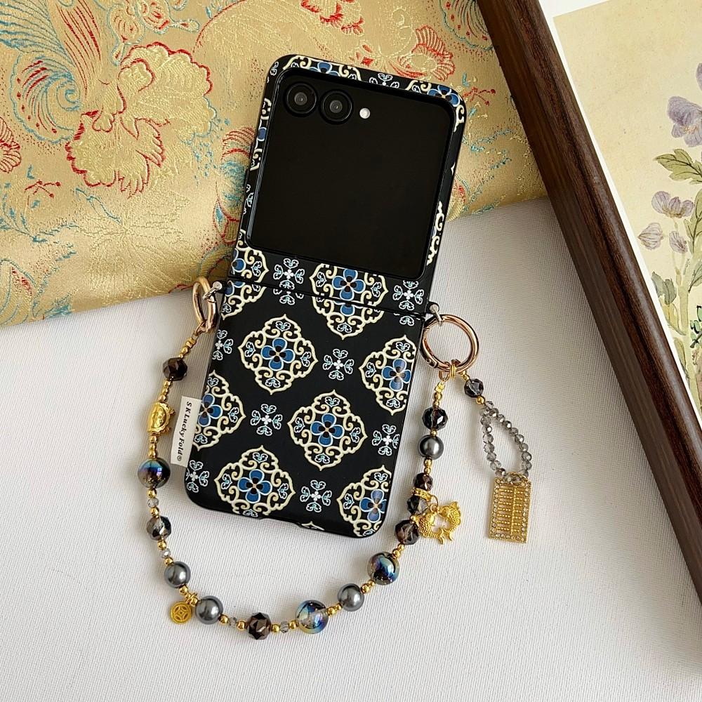 Chinesischer Stil Handyhülle Für Motorola MotoRazr 50 60 Armband PC Harte Schale Schutz-Handgelenkschlaufe Stoßfeste Rückseite