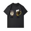 Men's 100% Cotton Crew Neck Short Sleeve T-Shirt, Funny AM Coffee PM Beer Graphic Casual Daily Wear Tee, Soft Breathable Summer Top for Men