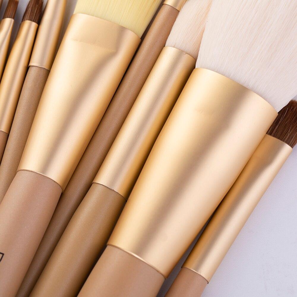 RANCAI Luksusowy zestaw 9 pędzli do makijażu, pudru, podkładu, różu, cieni do powiek, Kabuki Cosmetics Tools + skórzane etui