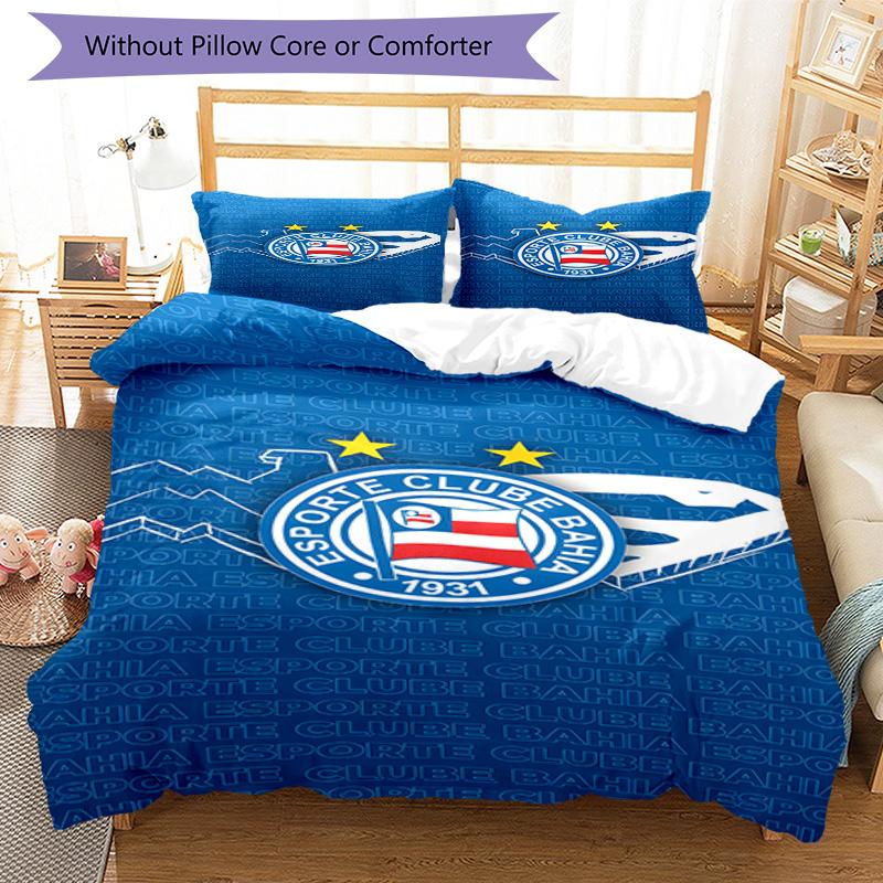 Bahia Fc Crest Emblem Printed Pattern Duvet Cover Set – Includes 1 Duvet Cover and 2 Matching Pillowcases Bedroom Decor Christmas Gifts