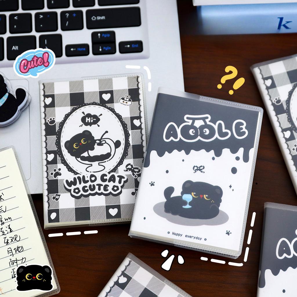 Kawaii Cartoon Black Cat Looseleaf Notebook Student Portable Pocket Notepad Cute Journal Travel Binder Planner School Supplies