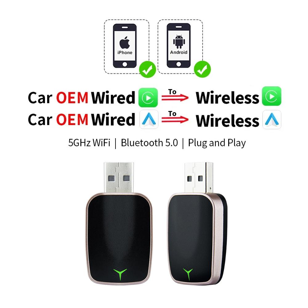 

Мини-приставка с проводным подключением к беспроводному CarPlay и Android Auto 5 ГГц WiFi5 Скорость передачи данных Plug and Play Модный и портативный