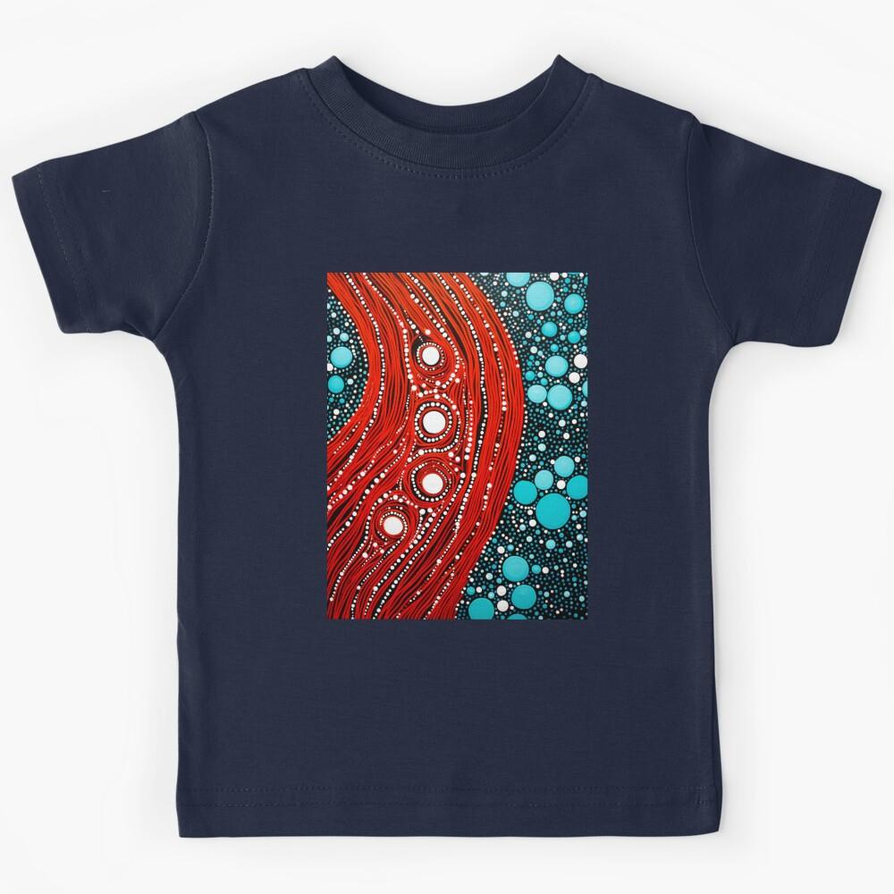 Aboriginal Inspired Dot Art - Flowing Lava Kids T-Shirt 110