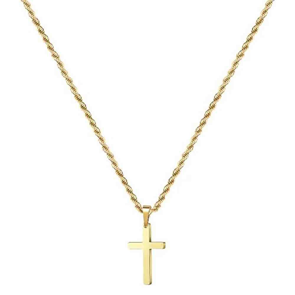 Hot Selling Stainless Steel MM Double Twist Chain Cuban Chain Cross Pendant Necklace Fashion Jewelry Men