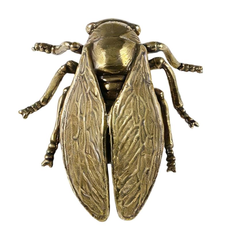 Durability Solid Brasses Cicada Figurine Heavy Type Decorative Oxidation Resistant Home Sand Table Decoration Accessory 1