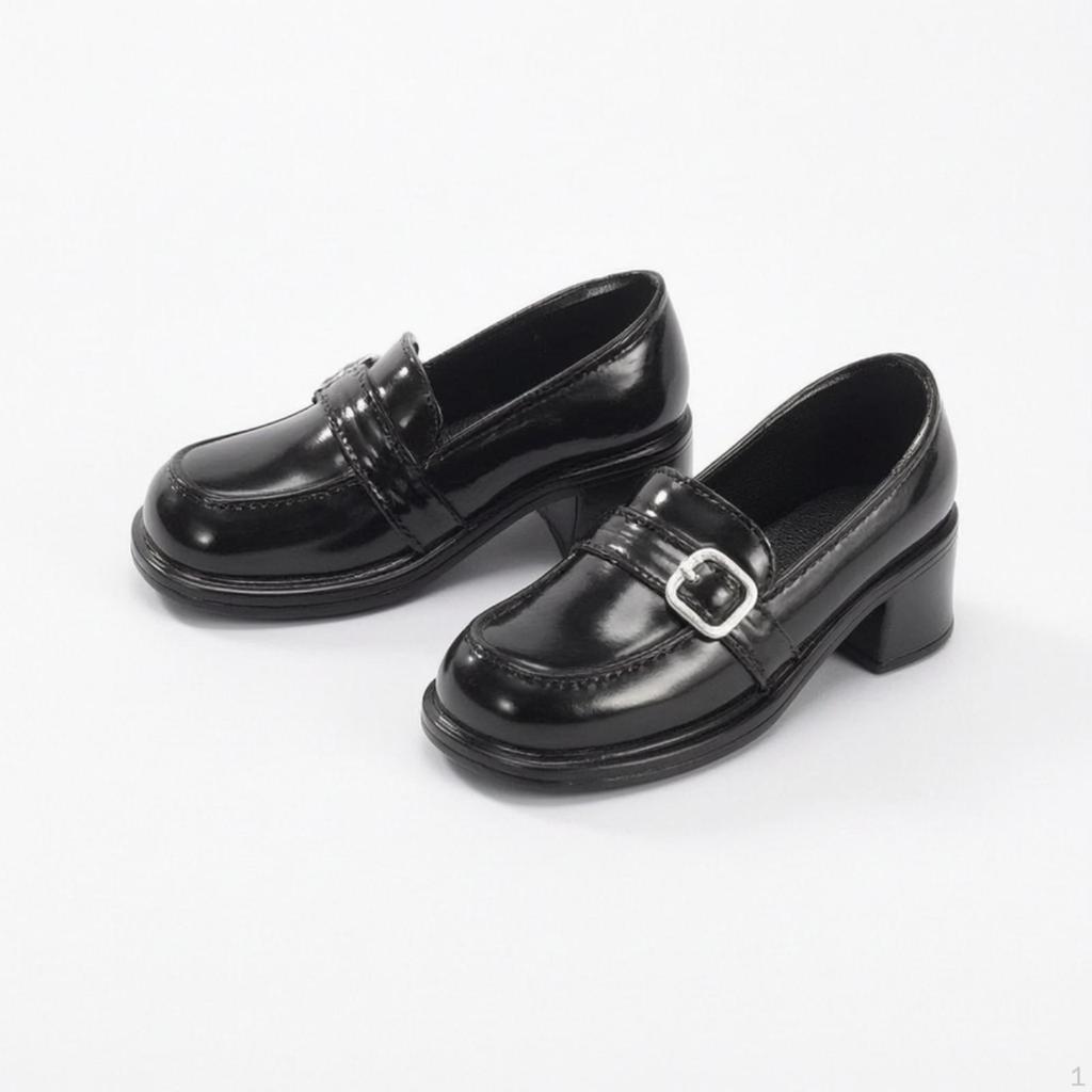 Doll Loafers with Buckle 1/4 Scale BJD Shoes Pull On Black a