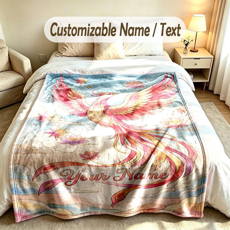 Drachen Phoenix Thema Weiche Decke Personalisierter Benutzerdefinierter Name Text Druck Warme Decke Haus Sofa Schlafzimmer Dekor