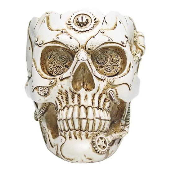 Skull Flower Pot Hand-Painted Resin Gothic Planter Decorative Flower Pot Candy Bowl for Home Office Halloween Decor