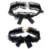 Lace Bowkot Choker Necklace with Bells Vintage Choker Short Chain Necklace