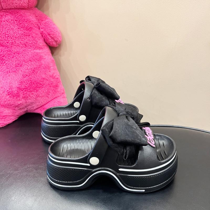 

Adorable Bow Pink Slide Sandals For Girls With Charming Design And Thick Sole Comfort 3940 чёрный