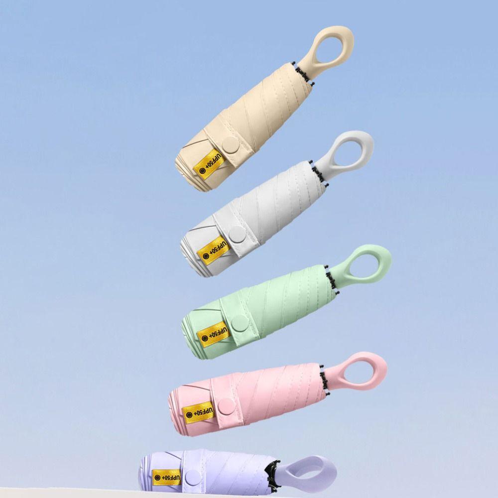 Anti UV Mini Sun Umbrella Lightweight Five-Folding Parasol 2 In 1 Portable Rain Umbrella  Travel