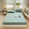 100% Cotton Solid Color Fitted Bed Sheet Set - 3 Pieces, Single/Double Size, Pure Cotton for Home or Dorm.