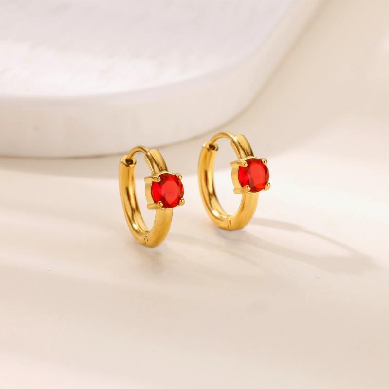 Hot Sale Fashion December Colored Birthstone Earrings Ladies Gold Stainless Steel Premium Earrings Temperament