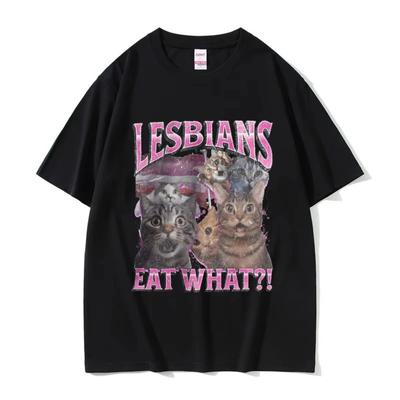 Tricou Grafic Lesbiene Mănâncă Ce Bărbați Femei Modă Supradimensionat Streetwear Unisex Casual 100% Bumbac Mânecă Scurtă Masculin Larg T-shirturi