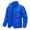 Mens Solid Thick Cotton Puffer Coat Winter Warm Casual Stand Collar Jacket
