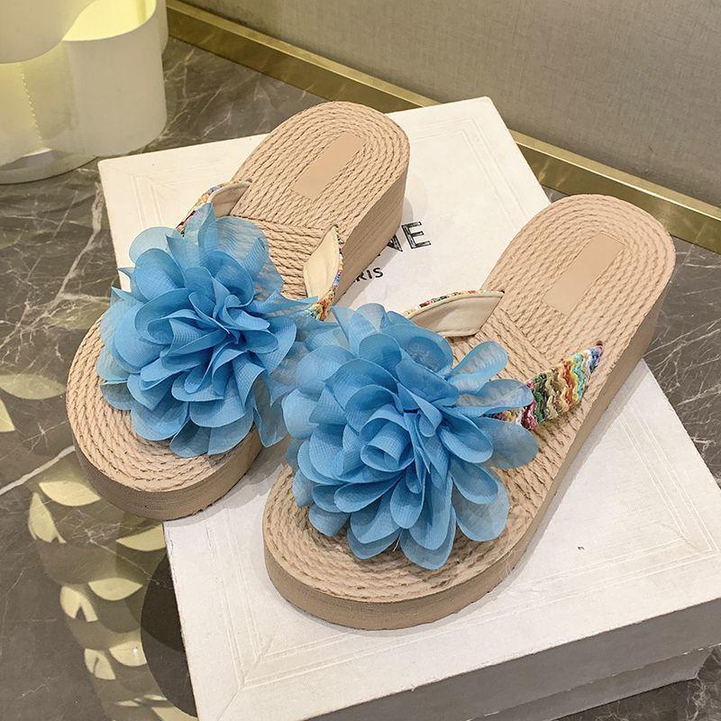 Fashion Flower Non-slip Cool Slippers Women's 2025 Summer New Platform Beach Shoes Outer Wear Flip-flops Women's Summer Outer Wear