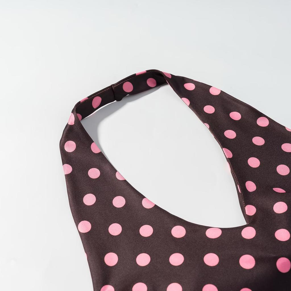 European and American Style, New Women's Clothing, Versatile, Fashionable Polka Dot Neck Collar Top 5644037