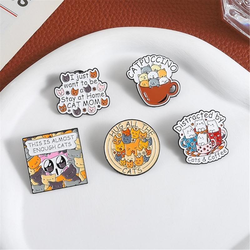 Quirky Letter Kitty Pins Colorfast Coating Lightweight Wear Resistant Badge Pin Jewelry For Casual Party Wear