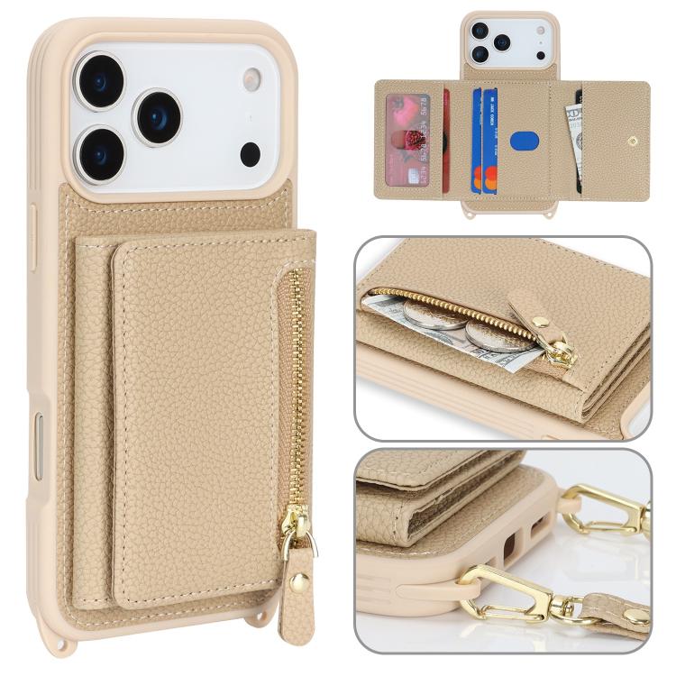 Crossbody Zipper Wallet Ring Holder Litchi Leather Phone Case