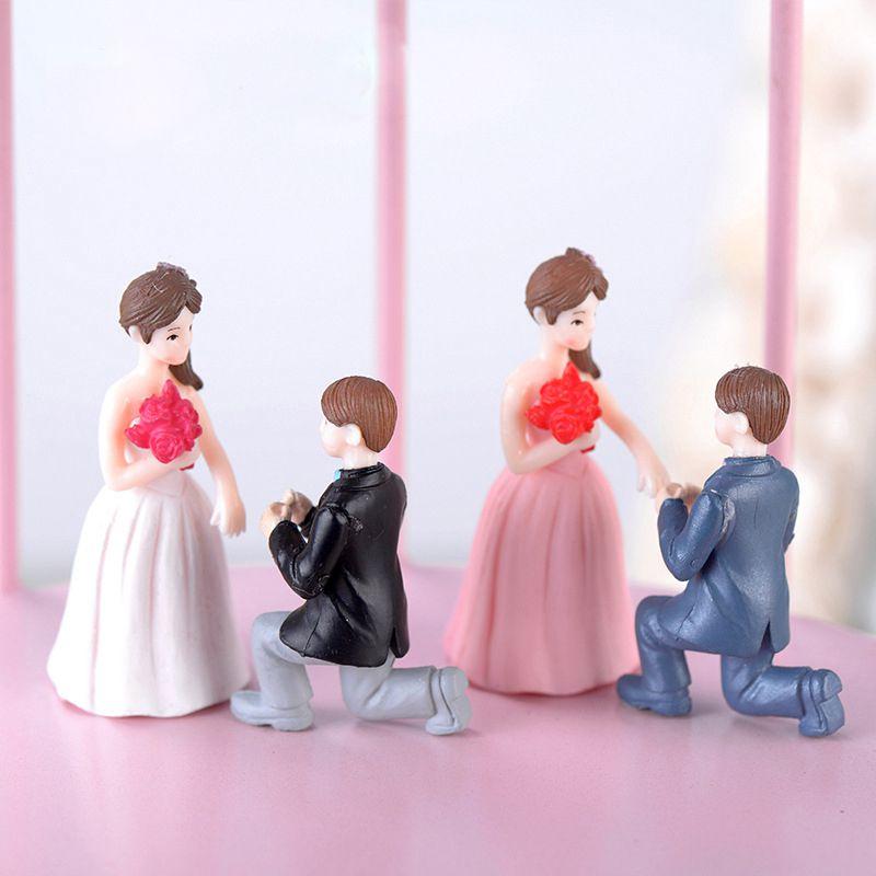 Mini Marry 2pcs Me Couple Doll Marriage Small Figure Crafts Ornament Miniatures