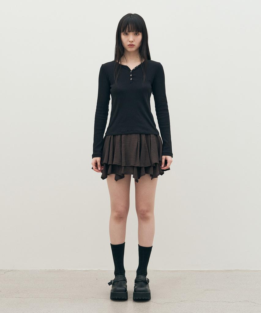 SIS A Button Henley Neck T-Shirt [Black]