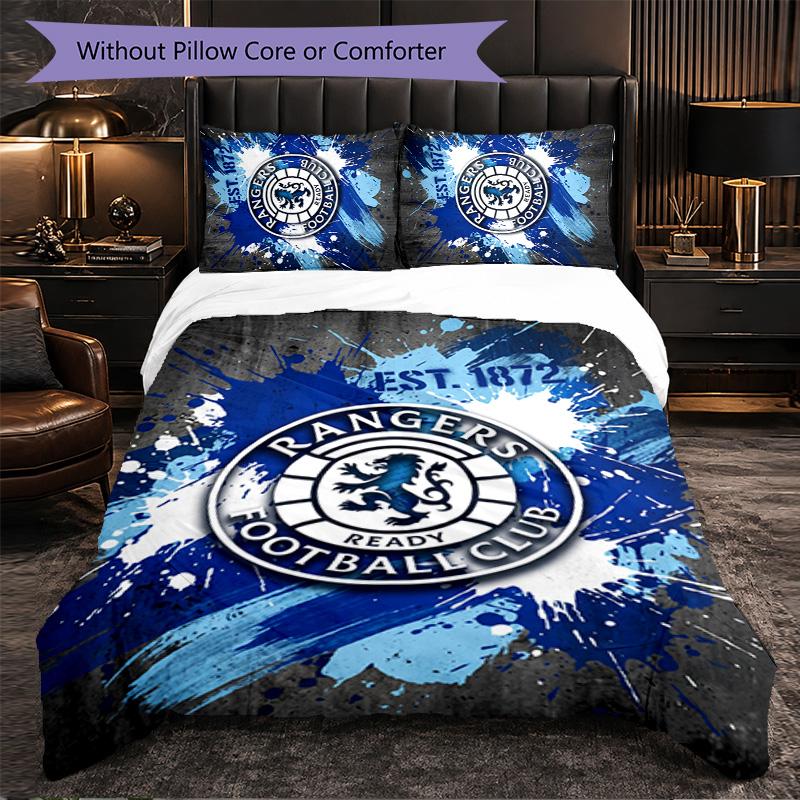 Biancheria da letto a tema Rangers FC Set 3 Pezzi Copripiumino Biancheria da letto Decorativa Per Stanza Adolescenti Decorazione Casa