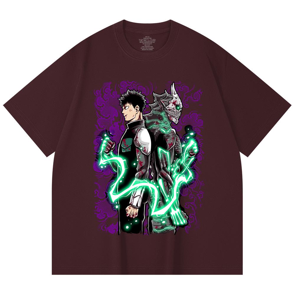 

230 Gsm 100% Cotton Kaiju No 8 V9 Kafka Print Unisex Heavy Cotton T Shirt 2XL вина червоного кольору