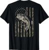Fishing Camo American Flag Bass Fish (Design On Back) T-Shirt1