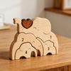 Holz Elefantenfamilie Puzzle Personalisiert 2/3/4/5 Familiennamen Elefanten Skulptur für Einweihungsdekor Weihnachten Muttertag Vatertag Geschenke