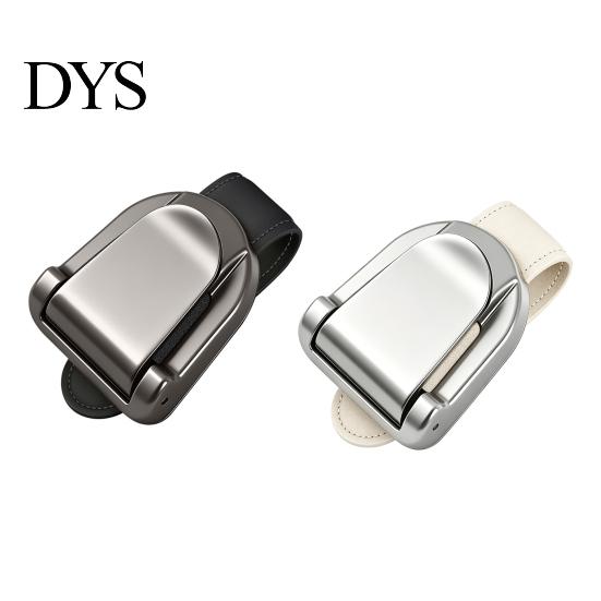 Leather Strap Glasses Holder Car Sunglasses Clip for Visor Multi-Function Cards Ticket Stylish Scratch-Resistant Lining Zinc Alloy Elastic Clamp