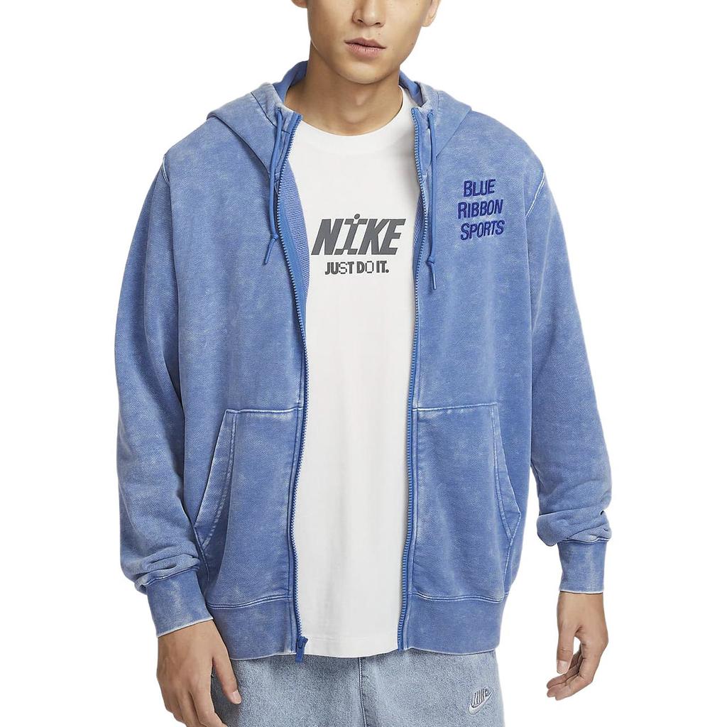 Nike Club Logo Zip-Up Hoodie Outdoor Casual Sports Jacket Men Jackets Stone-Blue HQ6040486