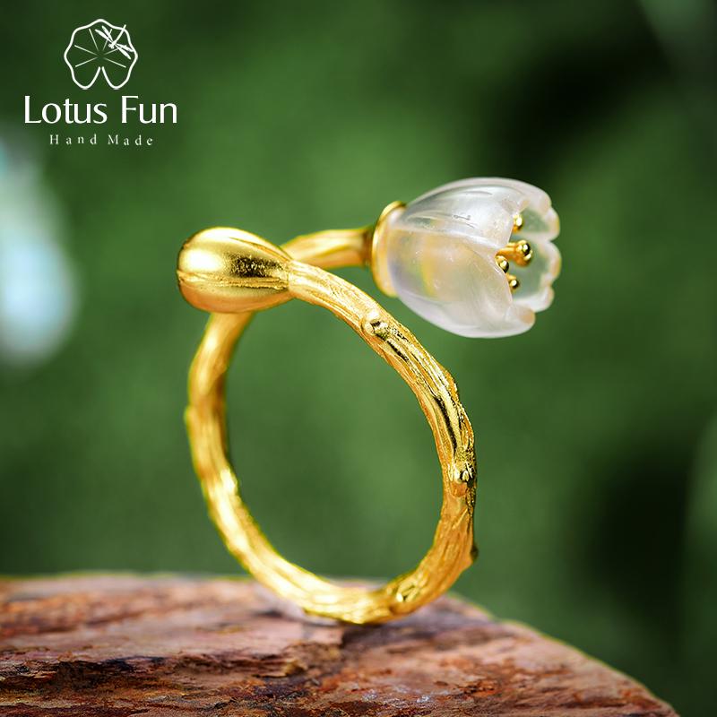 

Дизайнерские кольца ручной работы Lotus Fun с нежным резным цветком для женщин