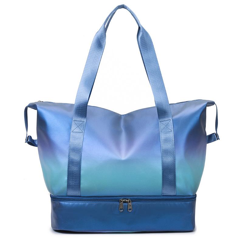 Travel bag large capacity fashion gradual change of color shoulder bag colorful contrasting leisure luggage bag travel accommodation bag