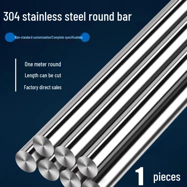 304 Stainless Steel Bright Round Rod - Solid, Linear, Custom Cut