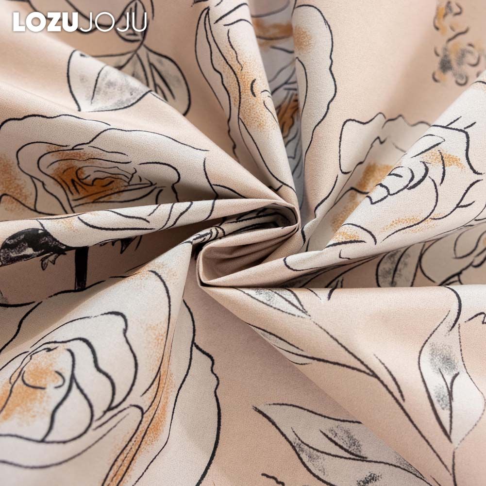 1PC LOZUJOJU French Fashionable Printed Rose Patterned Curtains Full Blackout Curtains for Bedroom Living Room Balcony Window for Home Decor