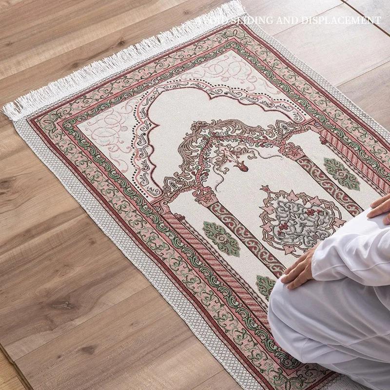 VIKAMA Islamic Prayer Mat, Muslim Prayer Rug With Qibla Compass, Machine Washable, Suitable For Prayer, Ramadan, And Home Use