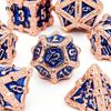 7 Pcs Yellow Blue Flower Metal Dice Solid Metal Polyhedral Dice Set Suitable for Role-Playing RPG  Board Game  Role-Playing RPG