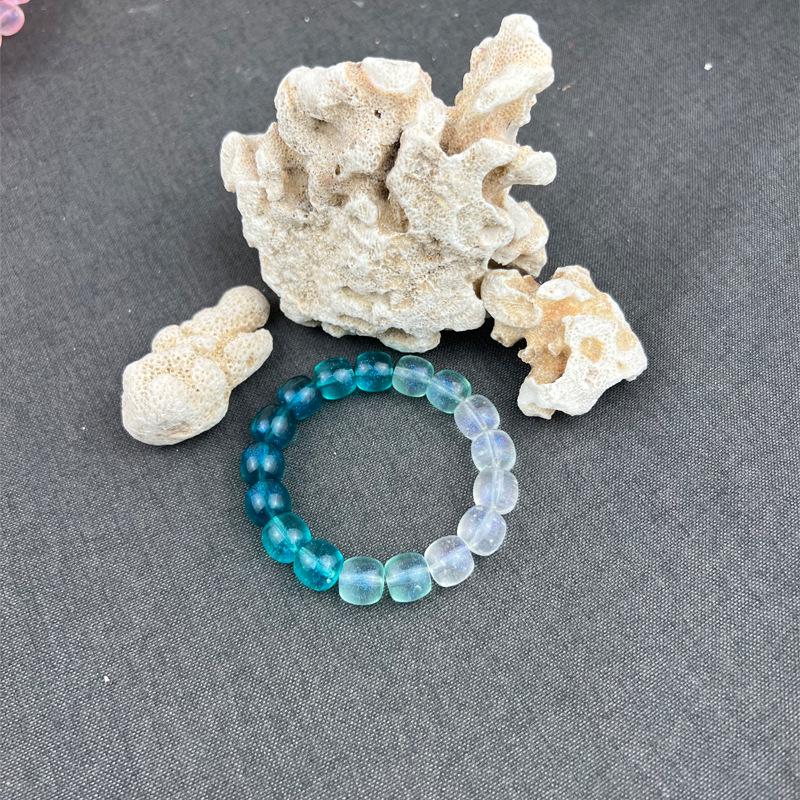 Ice White Jade Wenwan Bracelet: Soft Gradient Pink- Student Edition, Round Beads