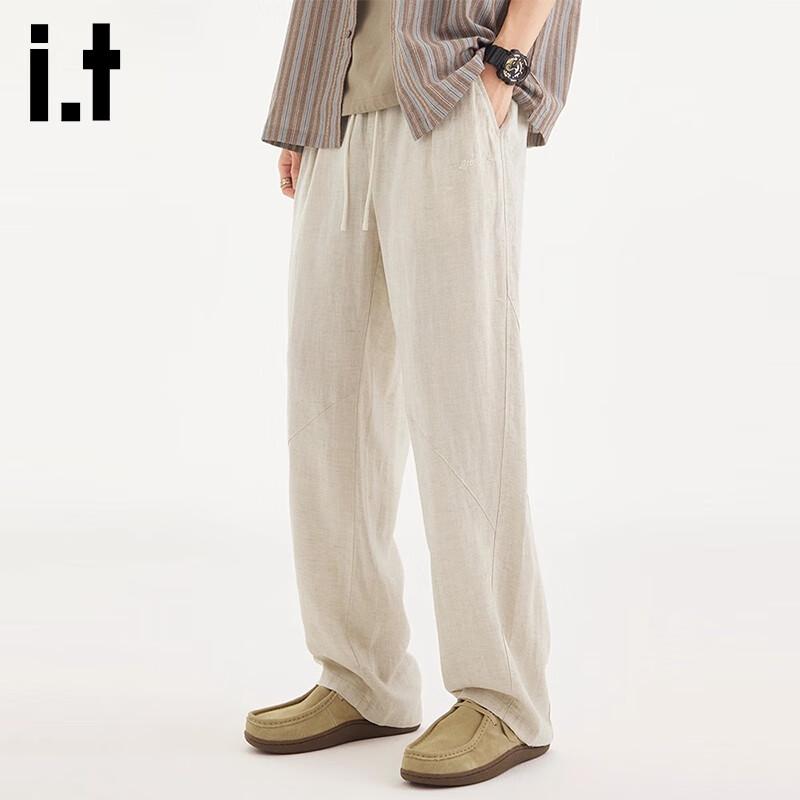CHOCOOLATEit Men's Linen Blend Straight-Leg Casual Trousers