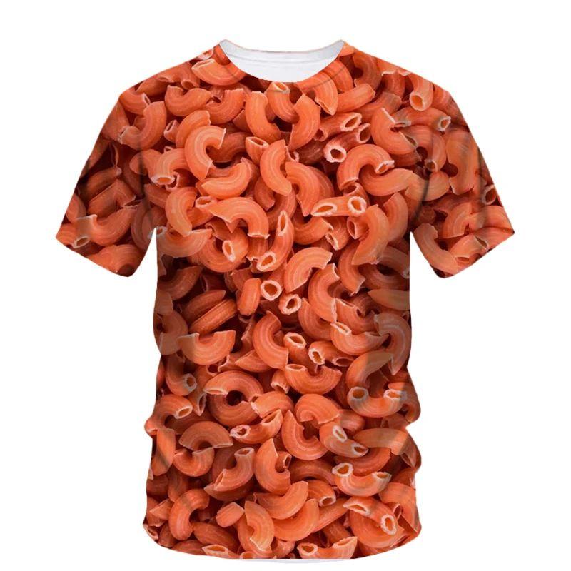 Summer Men Creative Personality Potato Chip Snack Pattern T-Shirt Fashion Interesting O Neck Short Sleeve Loose Plus Size Top