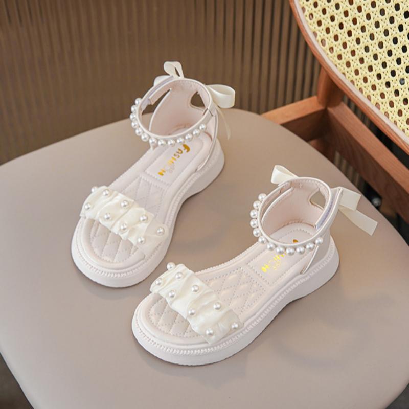 

Девочковые сандалии, летняя мода, туфли принцессы с открытым носком, детские на мягкой подошве, римские сандалии для маленьких девочек 27 белый
