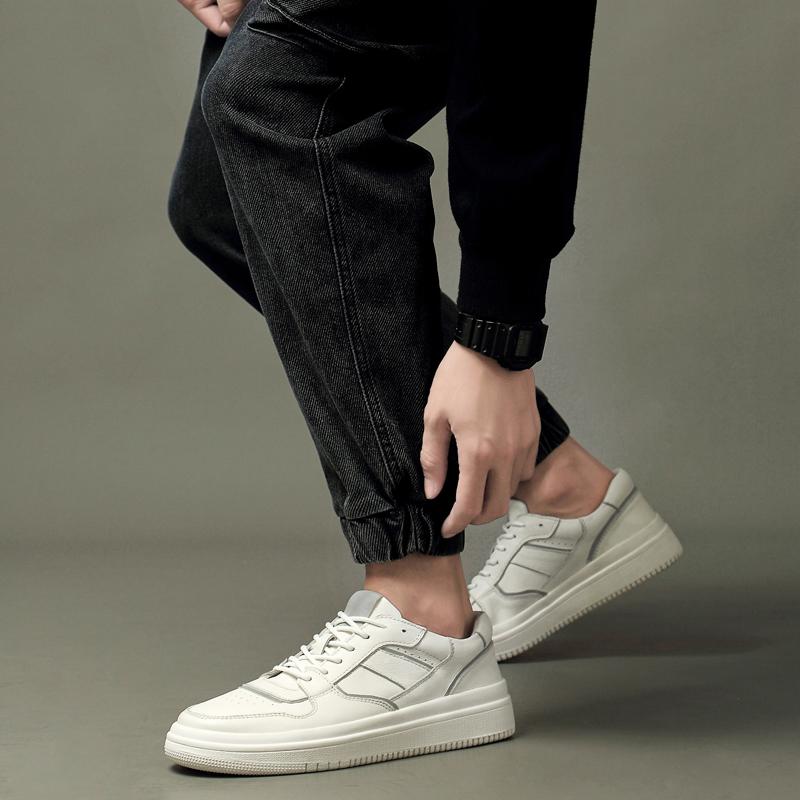 Męskie buty ze skóry naturalnej sznurowane outdoorowe moda Płaskie Trampki Najnowsze Okrągły nosek Sznurowane Trampki na platformie Codzienne Płaskie Buty