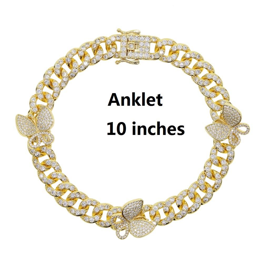 17cm 19cm 23cm 25cm 10mm Width Cuban Chain butterfly Charm Bracelet Anklet for Women Jewelry