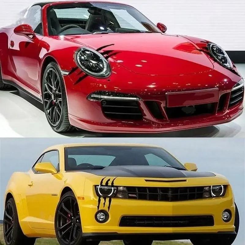 2024 New Design Monster Claw Marks Headlight Vinyl Decals Car DIY Stickers Stripes Scratch Decoration Universal for All Cars